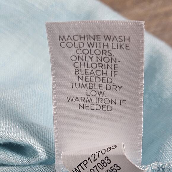 J Jill Love Linen Womens Shirt Sz L Tall LT Turquoise Button Up Sleeveless Top - Picture 5 of 6